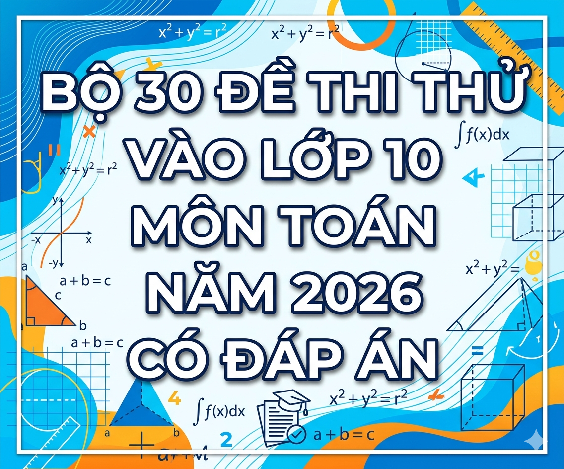 Bộ 30 Đề thi thử vào lớp 10 môn toán năm 2026 có đáp án